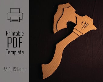 Goblin Choppa || PDF Printable Pattern Cardboard Axe, Recyle DIY Craft, Toy Sword, Papercraft Template, Kids Crafts, Fantasy Adventure