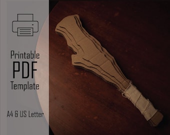 MÄCHTIGER STICK !! || PDF druckbare Muster Karton Club, Spielzeug Oger und Troll Zweig Streitkolben, Recycle DiY Papercraft Vorlage, Fantasy Kinder Handwerk