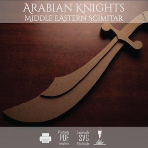 Arabian Scimitar || Printable Cardboard Middle Eastern Sword Template, DIY Costume Prop & Kids Craft Activity (PDF, SVG)