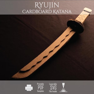 Ryujin Katana || Printable Cardboard Ninja Sword Template, DIY Costume Prop & Kids Craft Activity (PDF, SVG)