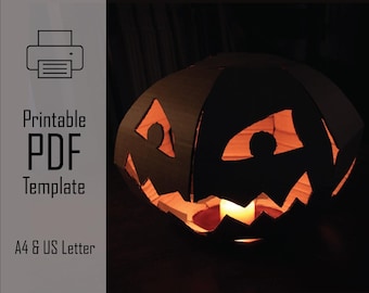 Stack'O'Lantern || Druckbare Karton Halloween Jack O Lantern Kürbis PDF Vorlage, DIY gruselige Dekoration, Kinder Basteln