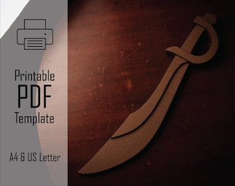 Seadog Saber || Printable Cardboard Pirate Sword PDF Template, DIY Pretend & Make Believe Adventure Play Prop Upcycle Craft