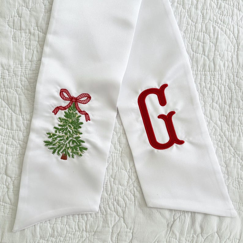 Christmas Tree Wreath Sash with Monogram