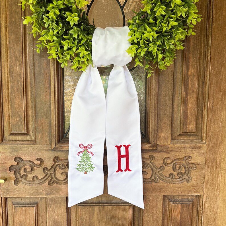 Christmas Tree Wreath Sash with Monogram