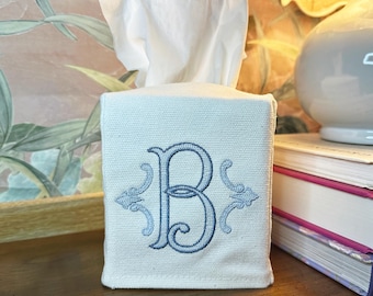 Monogram Tissue Box Cover with Customizable Colors