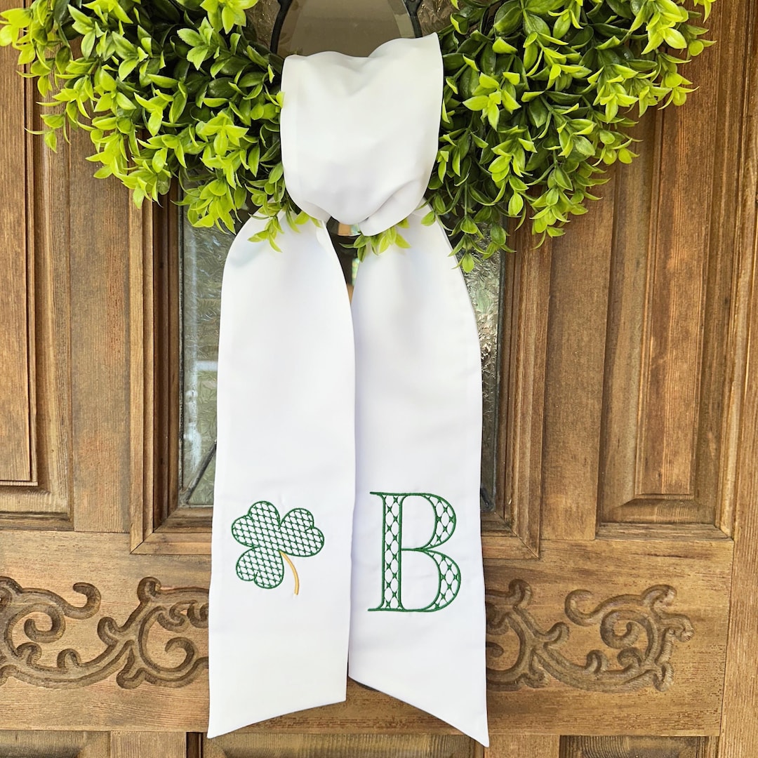St. Patrick’s Day Shamrock Wreath Sash with Monogram