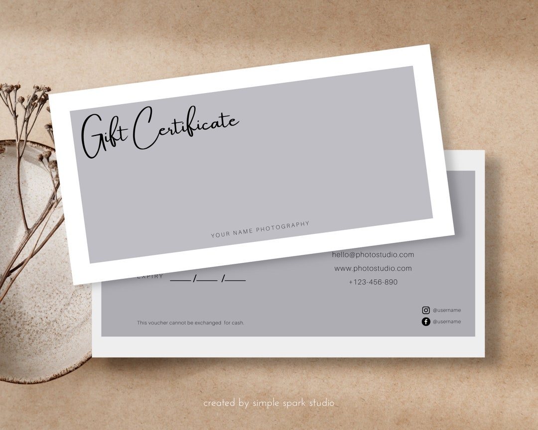 Photography Gift Card Template Canva Gift Card Photography Etsy