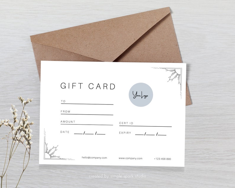 Printable Gift Certificate Template, Canva Gift Card, Minimalist Gift ...