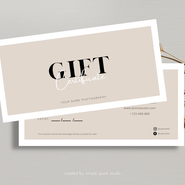 Photography Gift Certificate Template, Canva Gift Card, Photography Gift Voucher, Photography Session, Photography Marketing, 8x4, Printable