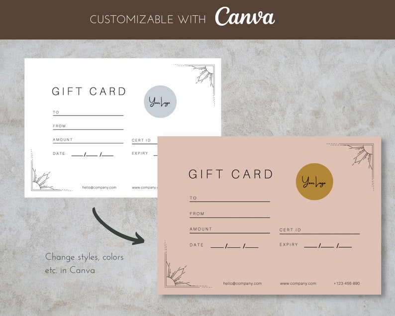 Printable Gift Certificate Template, Canva Gift Card, Minimalist Gift ...