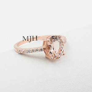Handmade Natural Morganite Engagement Ring, Sterling Silver Halo Ring