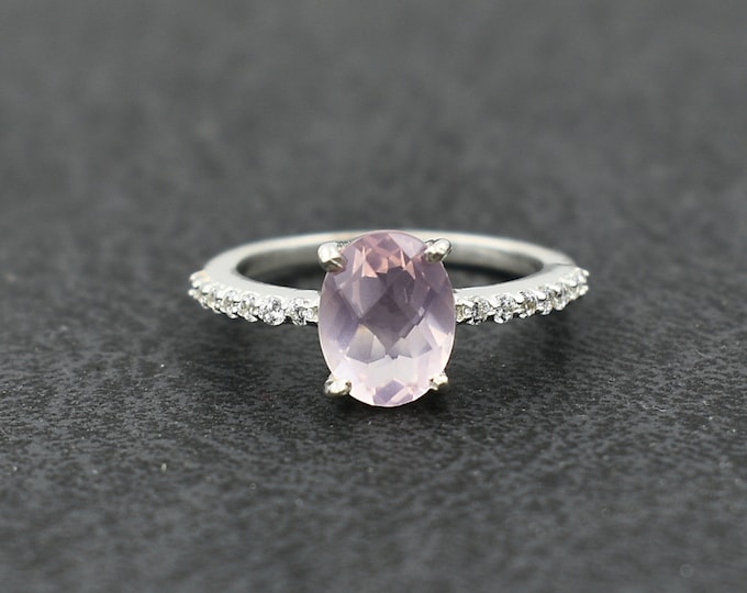 Ring For Womens Halo Ring Promise Ring Womens Ring Rose Quatrz Ring Engagement Ring Pink Rose Quartz Ring Anniversary Gift