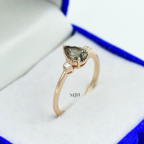 Tourmaline Ring Gray Tourmaline Ring Engagement Ring Halo Ring Wedding Ring Womens Ring February Birthstone Promise Ring Etsy
