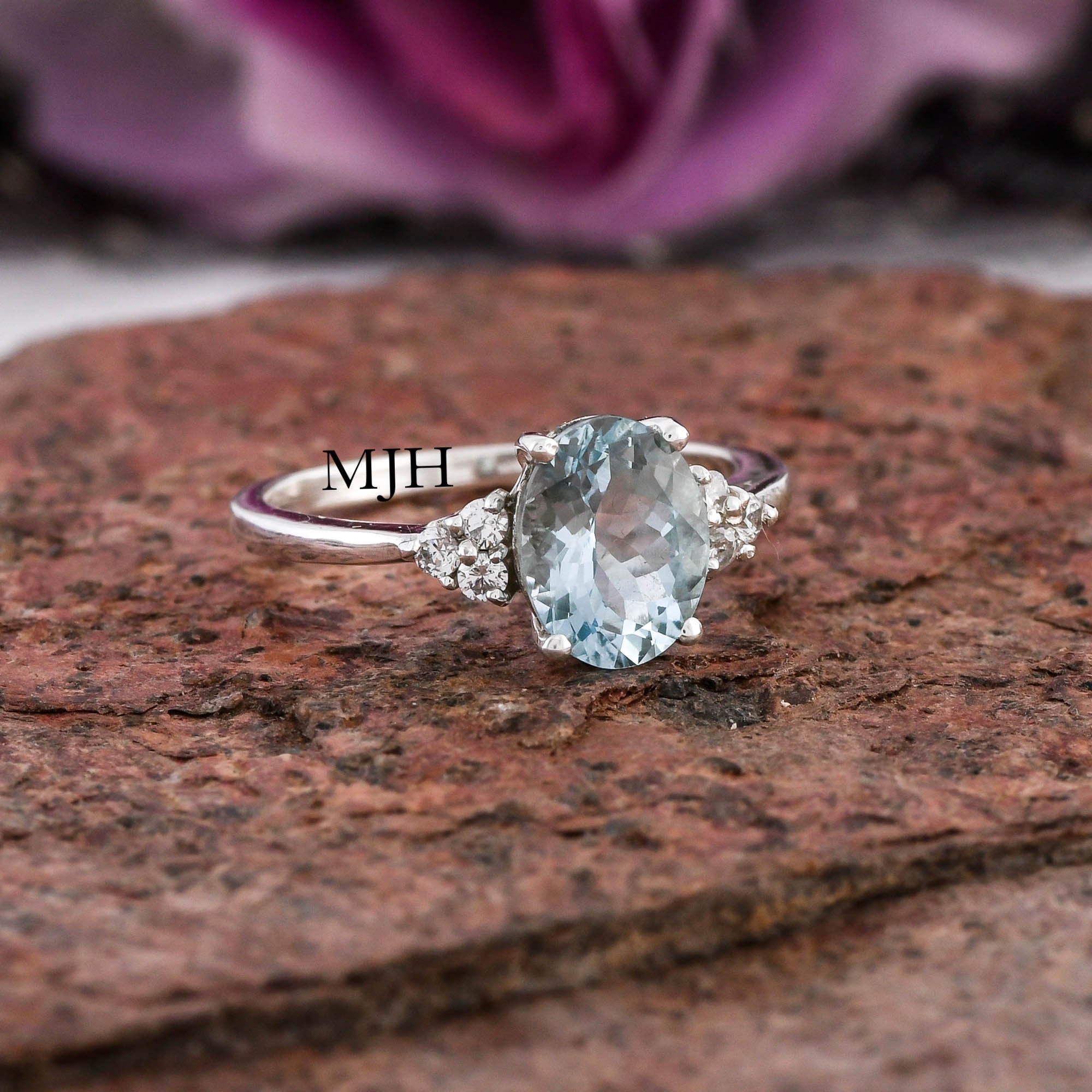 Aquamarine Ring Promise Engagement Ring Natural Aquamarine - Etsy