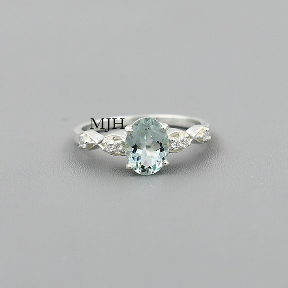 Aquamarine Ring Natural Green Aquamarine Ring Natural Aquamarine Solitaire Ring Anniversary Gift 100 925 Sterling Silver Oval Ring Etsy