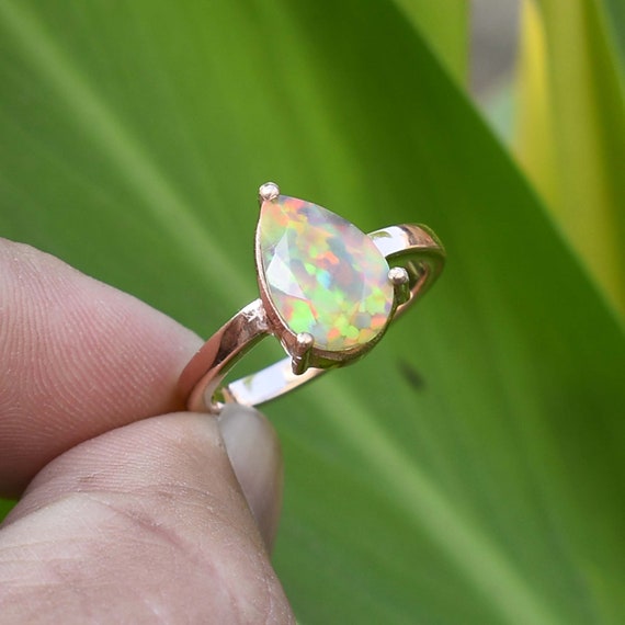 Anello Promessa In Argento 925 Con Pietra Opale Bianco Sintetico – Confezione Regalo, Simbolo Di Speranza