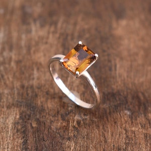 Citrine ring, Natural Citrine Ring, November birthstone ring, gemstone ring, 925 Silver Ring, Birthday gift,  Engagement Ring, Halo Ring,