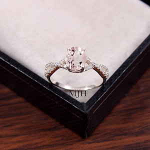 Morganite silver ring, Morganite Engagement Ring, Pink Morganite Ring , Sterling Silver Ring, Promise Ring ,Anniversary Gift, Halo Ring,