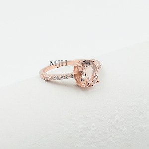 Natural Morganite ring, Womens Silver Morganite Ring, Engagement Ring, Womens Morganite Ring, Halo Ring , Sterling Silver Ring, Promise Ring