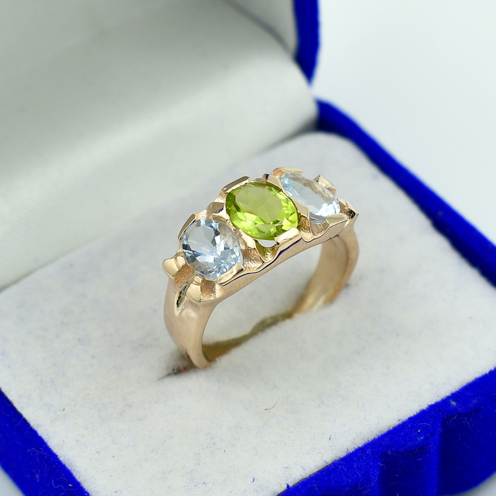 Aquamarine ring Aquamarine Peridot Ring A Rare Ring Green Etsy