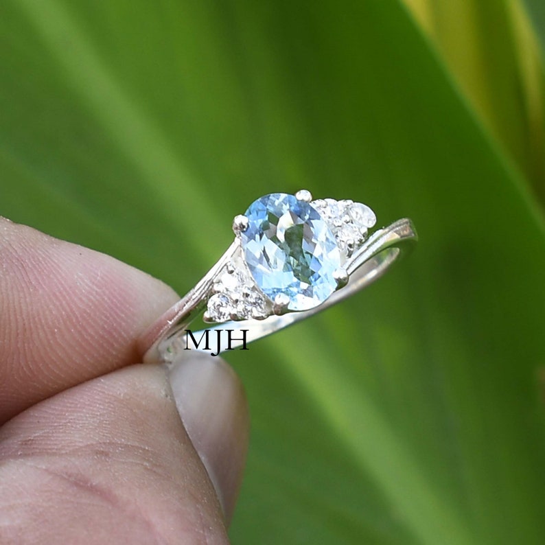 Aquamarine Ring Natural Aquamarine Vintage Aquamarine Ring Etsy