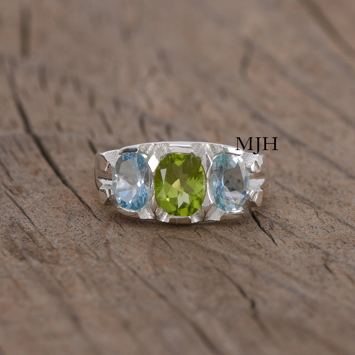 Aquamarine Ring Aquamarine Peridot Ring Unique Ring Green Etsy