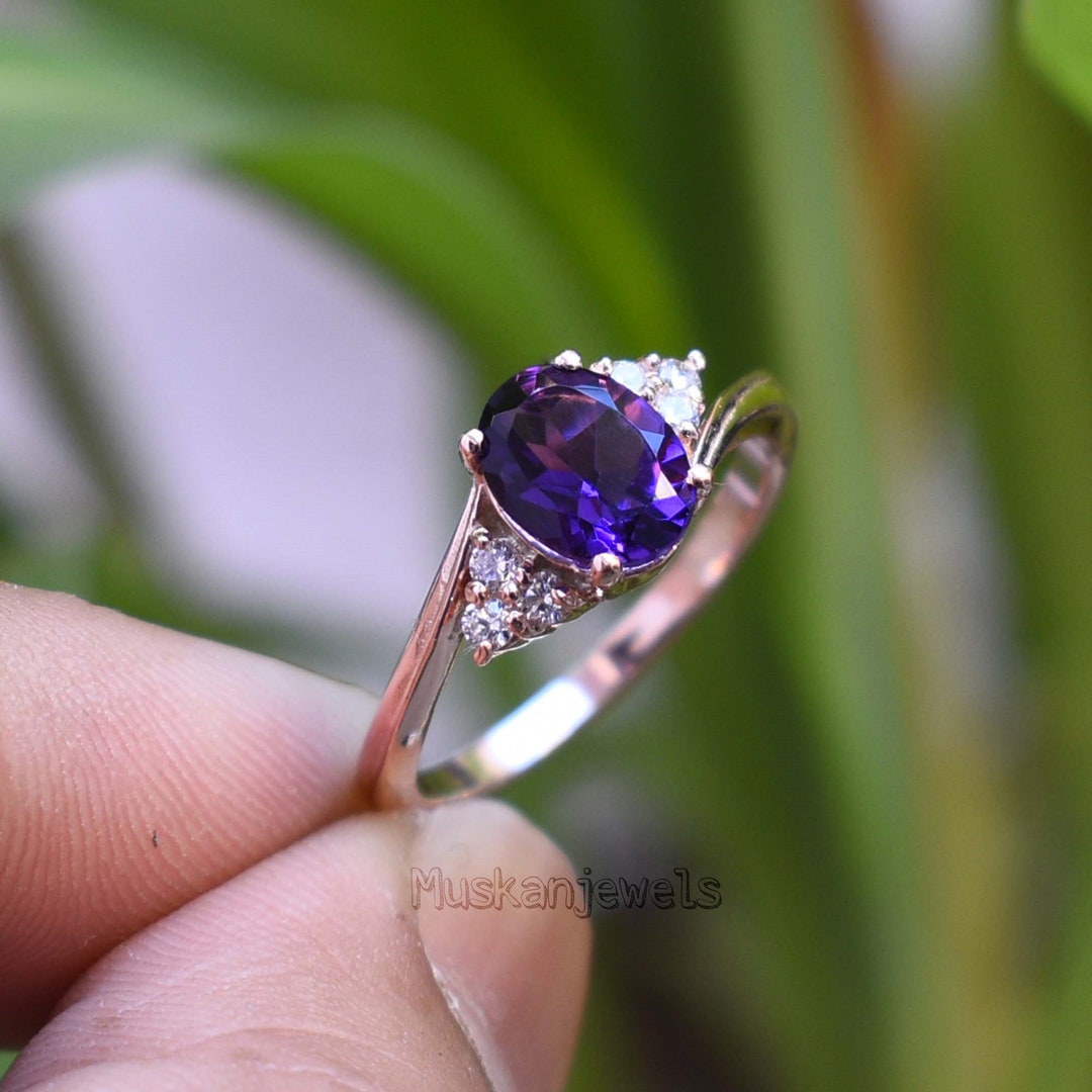 Buy Amethyst Ring, Natural Amethyst Ring, Engagement Ring, Purple