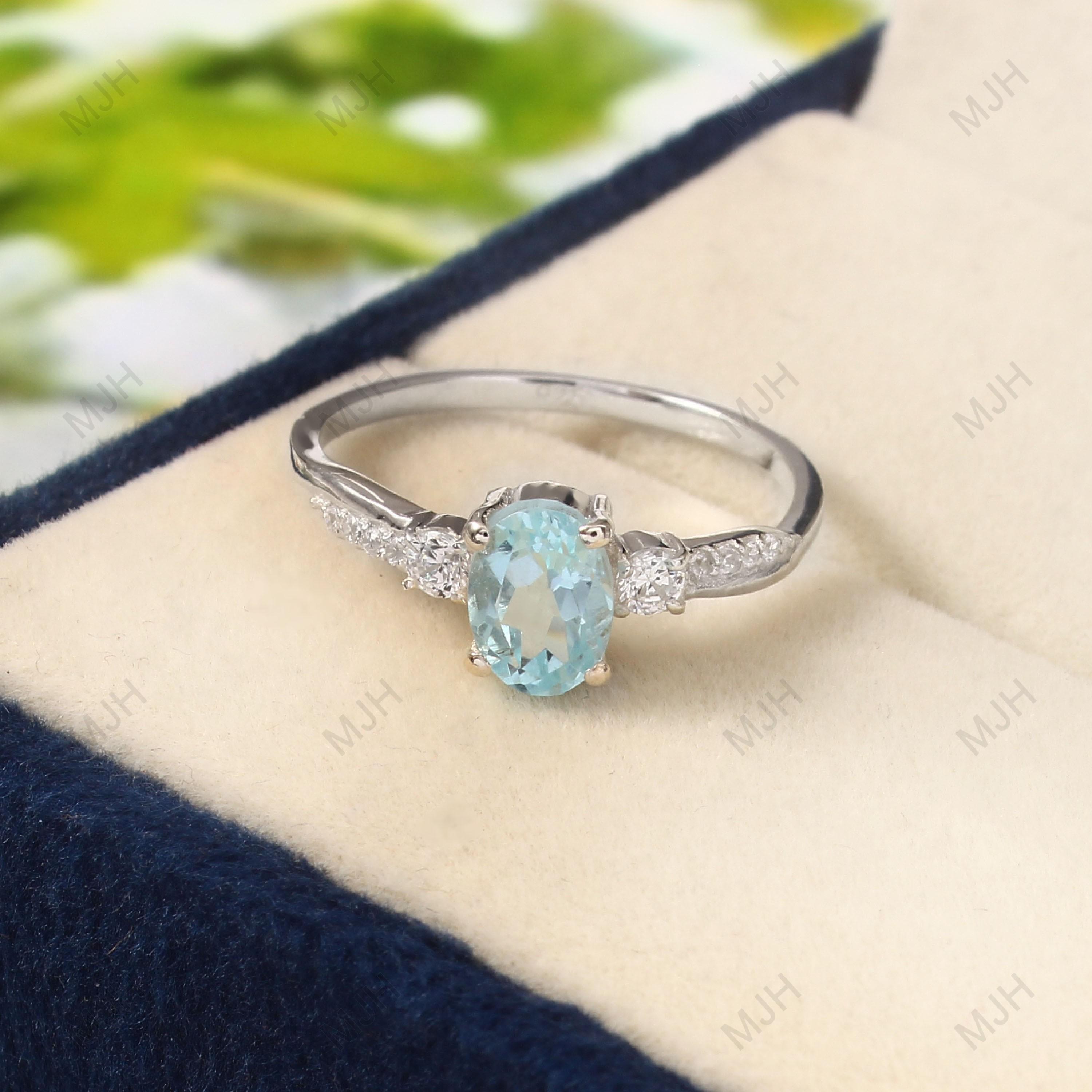 アクアマリンK14×STERLING 大ぶりオーバルリング ヴィンテージダイヤ付