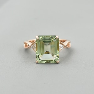 Amethyst Ring, Green Amethyst Ring, Amethyst Engagement Ring, Halo Ring, Promise Ring, Anniversary Gift, Womens Ring, Ring For Womens