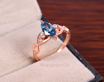Aquamarine Ring, Natural Santa Maria Aquamarine Ring, Engagement Ring, Wedding Ring, Stearling Silver Ring, Gift For Her, Everyday Ring.