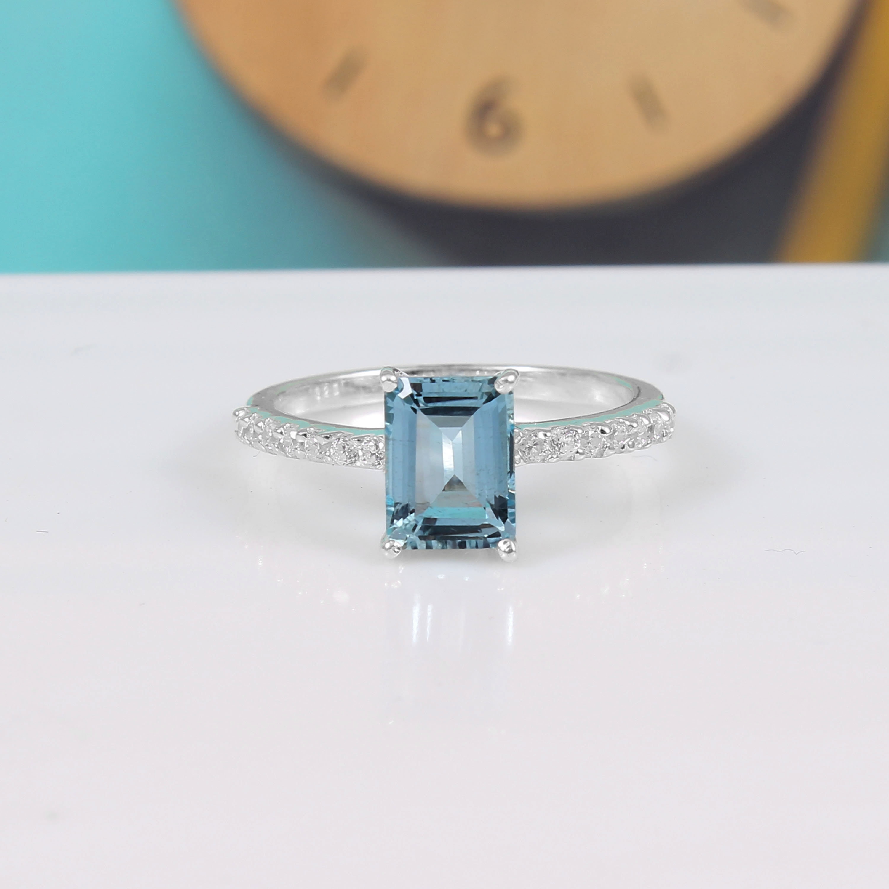 Aquamarine Ring Natural Aquamarine Ring Octagon Ring Blue | Etsy