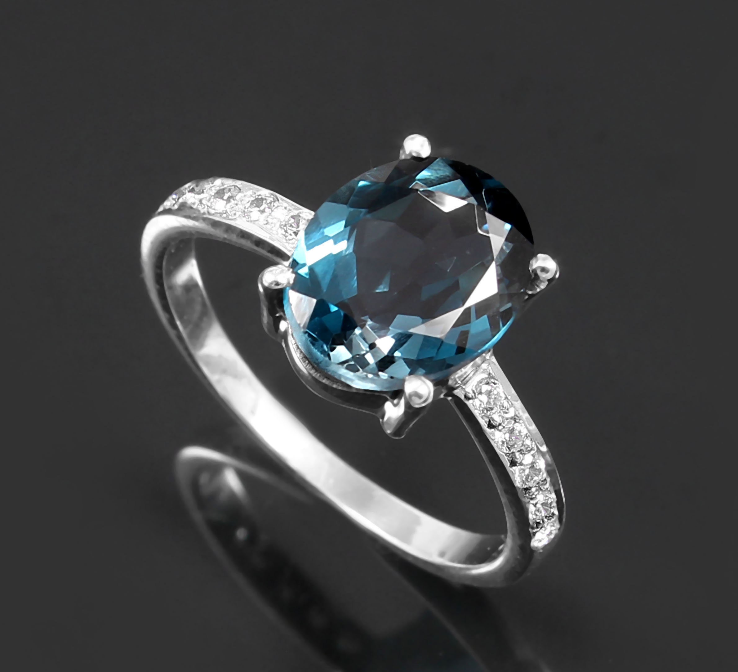 Blue Topaz Ring London Blue Topaz Ring Halo Ring Topaz - Etsy