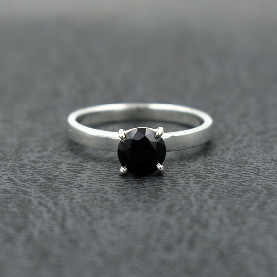 Black Onyx Ring Black Gemstone Ring Halo Ring Engagement | Etsy