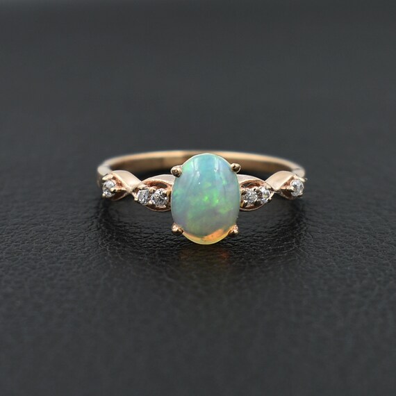Opal Ring Natural Opal Ring Halo Ring Promises Ring | Etsy