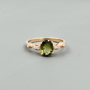 Tourmaline Ring,  Green Tourmaline Ring, Engagement Ring, Halo Ring, Wedding ring, Womens Ring, February Birthstone, Promise Ring