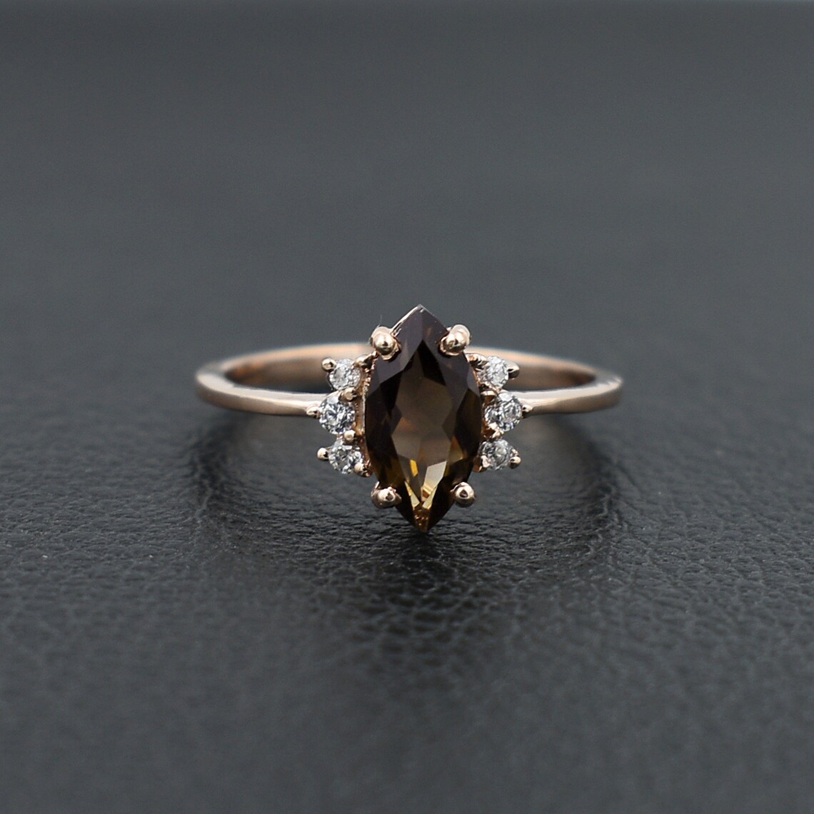 Smoky Ring Natural Smoky Quartz Ring Promise Ring Woman Etsy