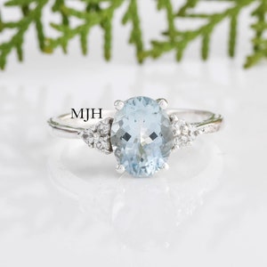 Aquamarine Ring, Womens Aquamarine Ring, Natural Aquamarine Ring, Solitaire Ring, Anniversary Gift, 925 sterling Silver, Oval Ring,