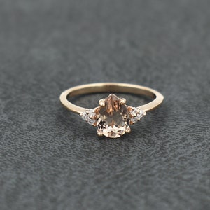 Tourmaline Ring, Pear Shape Tourmaline Ring, Engagement Ring, Halo Ring, Wedding ring, Womens Ring, February Birthstone, Anniversary Ring
