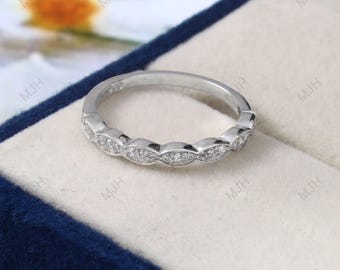 Handmade Aquamarine Sterling Silver Ring, Dainty Stacking Band, March Birthstone Jewelry