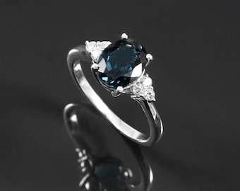Natural London Blue Topaz Ring, Blue Topaz Ring, Natural Topaz, December Birthstone, Promise Ring, Engagement Ring, Unique Ring, Halo Ring,