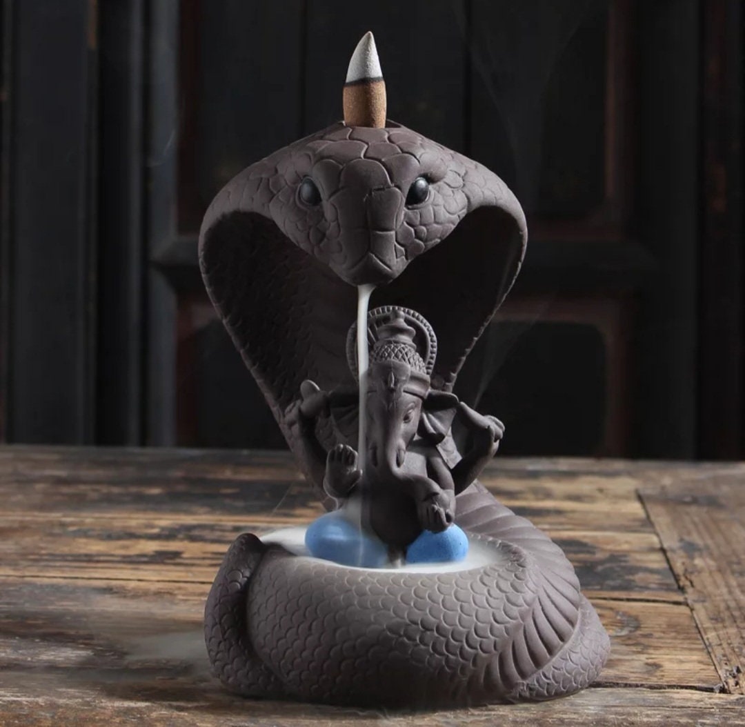 Ceramic Cobra Snake Backflow Incense Holder Incense Cones Etsy