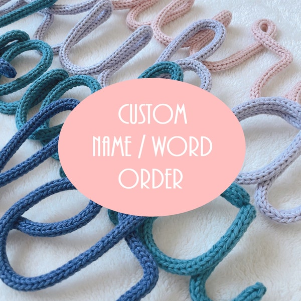 Custom Word Sign - Knitted Wire Words, Knit Signs, Name Decor, Playroom Decorations