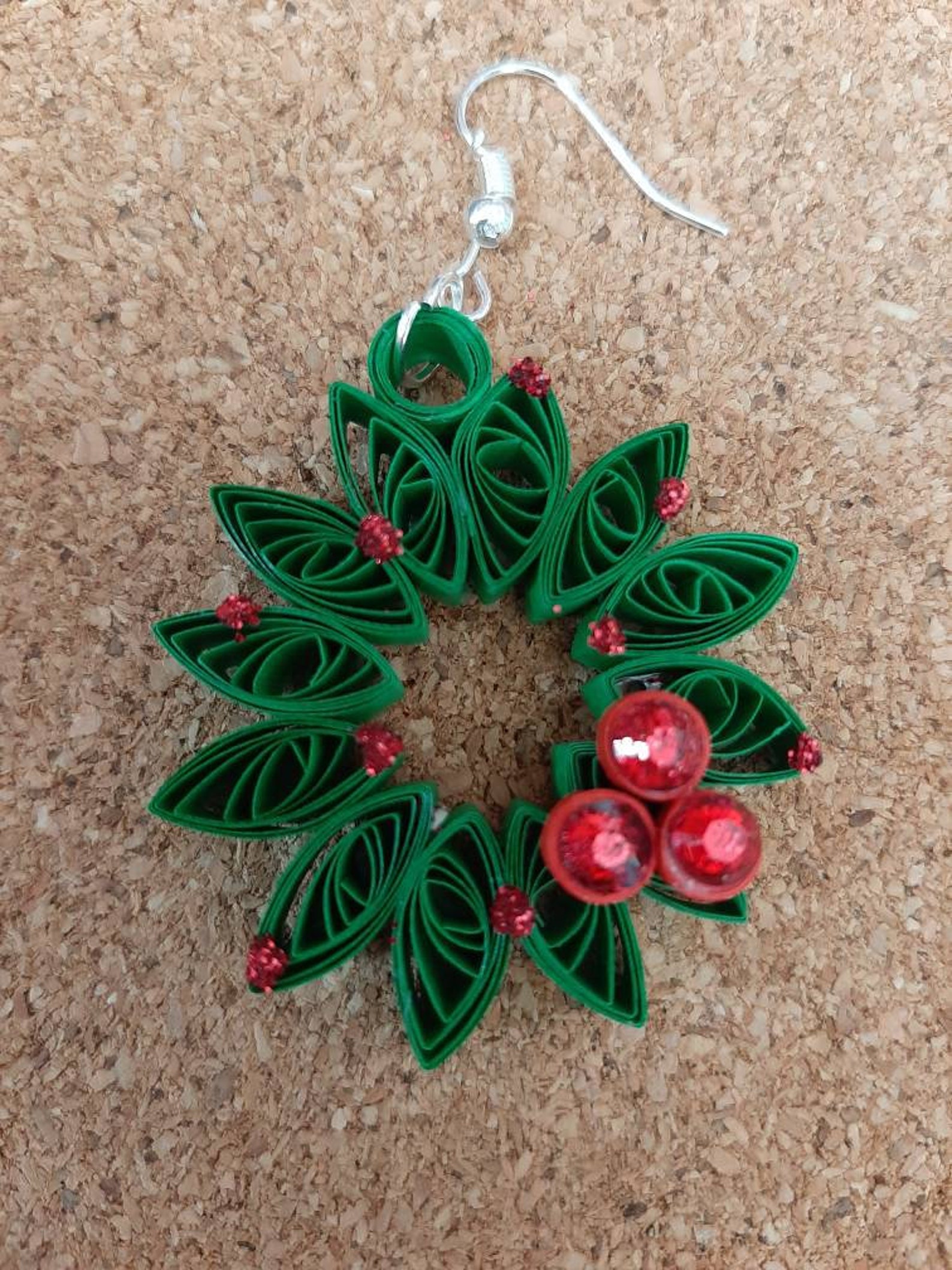 Quilled Christmas Wreath Earrings Etsy