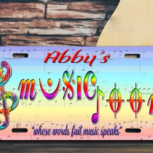 Music Studio Room | metal sublimation sign | Customize your own!! 6&quot; x 12&quot; license plate