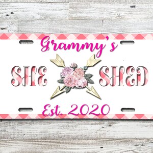 SHE SHED | Boho decor | Shabby chic | sublimated metal sign | Customize your own!! 6&quot; x 12&quot; license plate