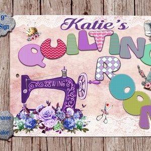 Quilter&#39;s Room Personalized 12 x 8&quot; Sign. Custsomized with your name! Perfect gift for any Sew Shed Quilting Room Craft Cave!