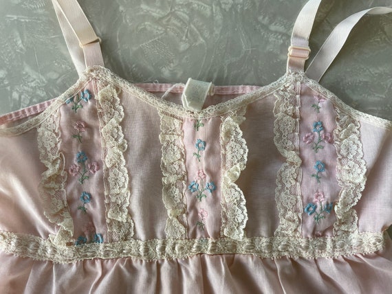 1970’s Sweet Pink Toddler Sun Dress with Lace Tri… - image 3