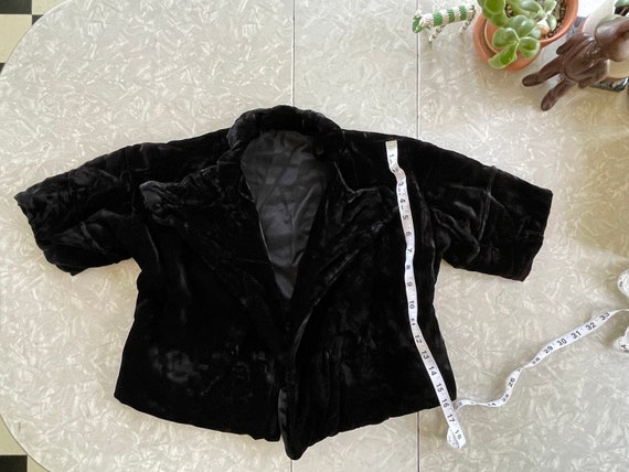 Vintage Handmade Black Crushed Velvet Short Sleev… - image 7