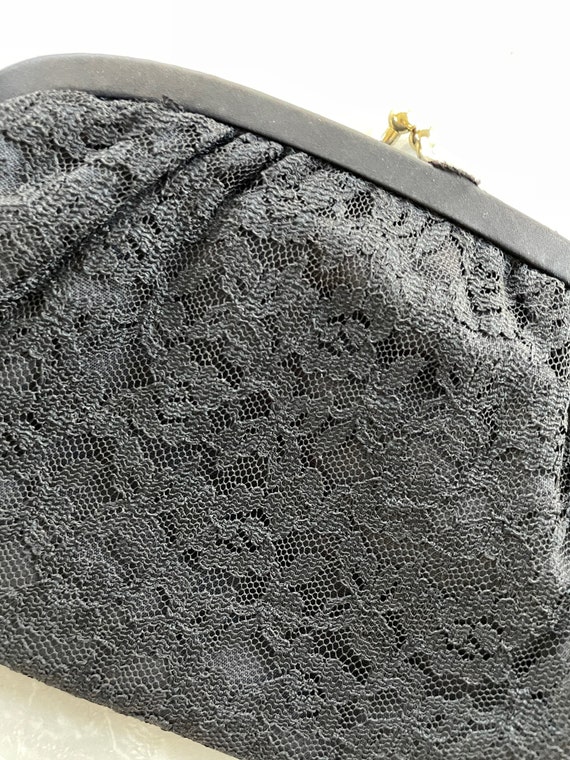Vintage Gothic Black Lace Cocktail Clutch Gem