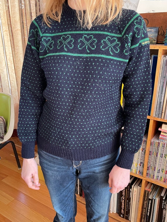Vintage Irish Wool Blarney Castle Sweater with Gre